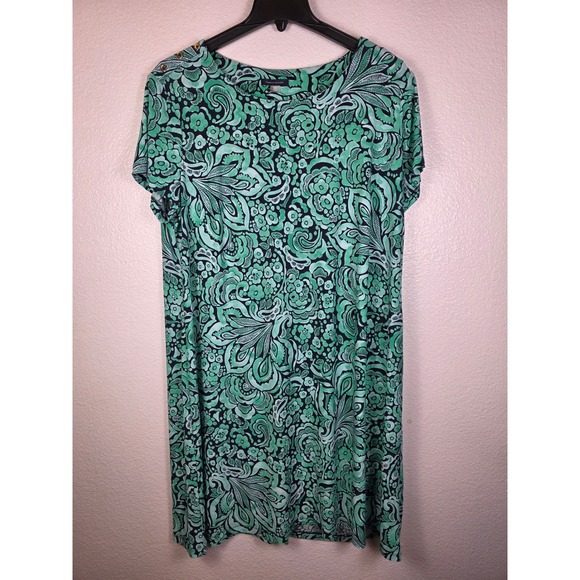 Tommy Hilfiger Dresses & Skirts - Tommy Hilfiger Green Paisley Floral Button Shoulder Shift Dress 22W